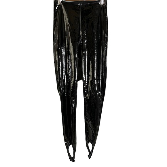 Wolford x Amina Muaddi Latex Stirrup Leggings Black Size 6 - Picture 7 of 9